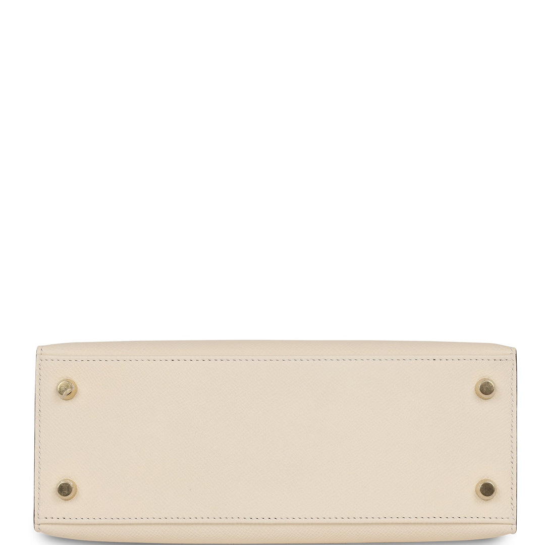 Hermes Kelly 25 Sellier Nata Epsom Gold Hardware