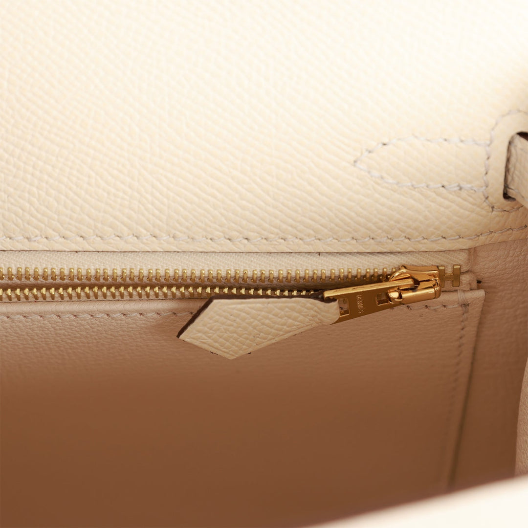 Hermes Kelly 25 Sellier Nata Epsom Gold Hardware