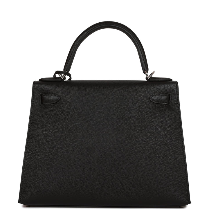 Hermes Kelly 28 Sellier Black Epsom Palladium Hardware