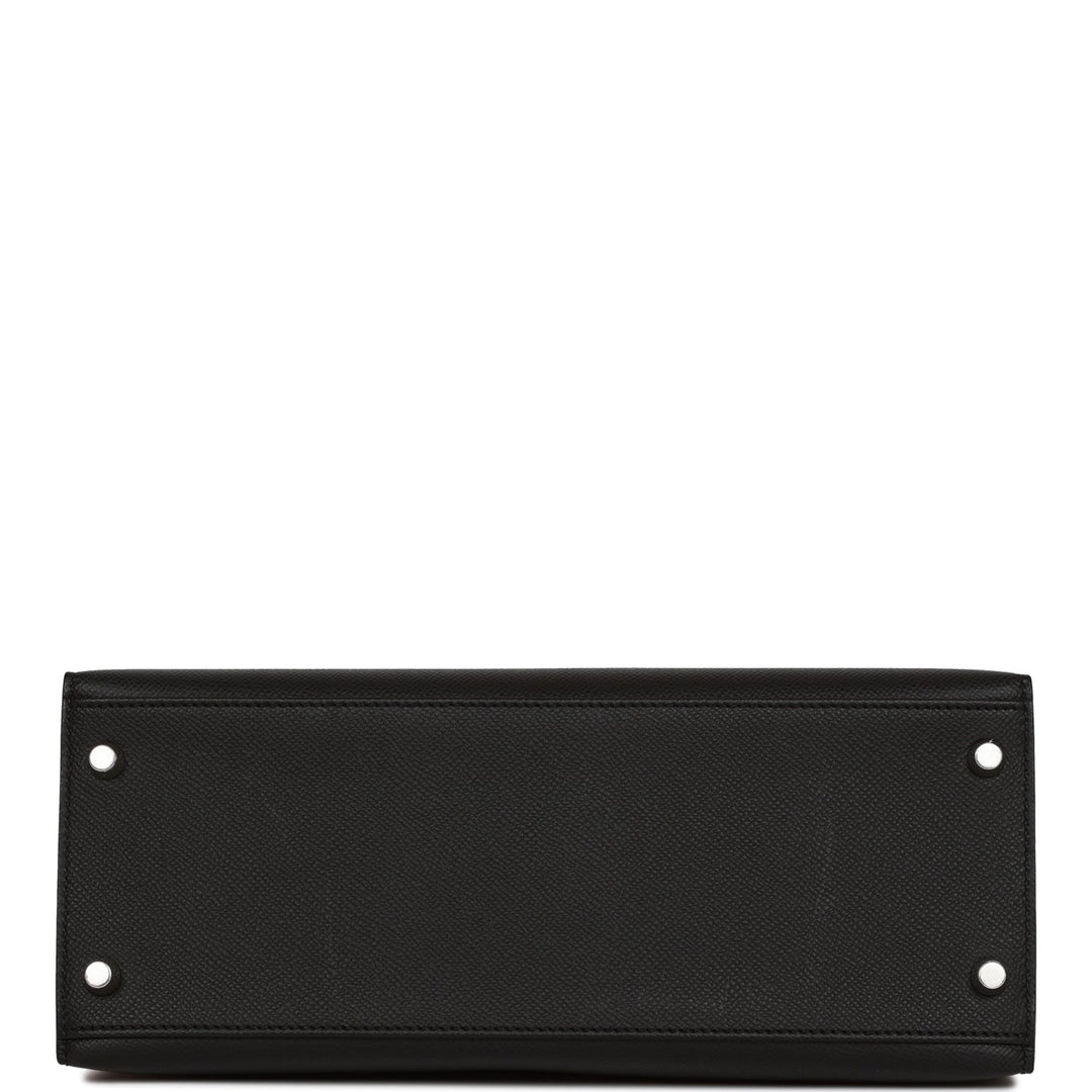Hermes Kelly 28 Sellier Black Epsom Palladium Hardware