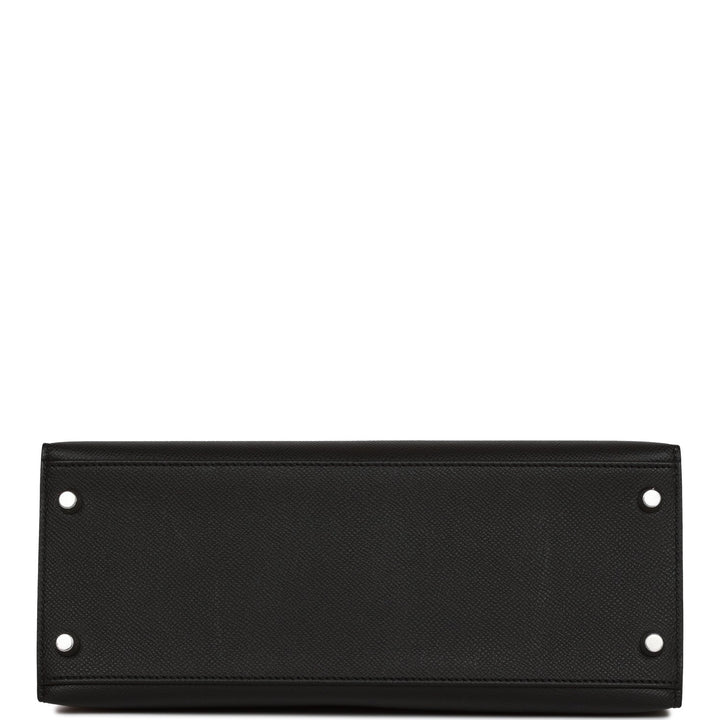 Hermes Kelly 28 Sellier Black Epsom Palladium Hardware
