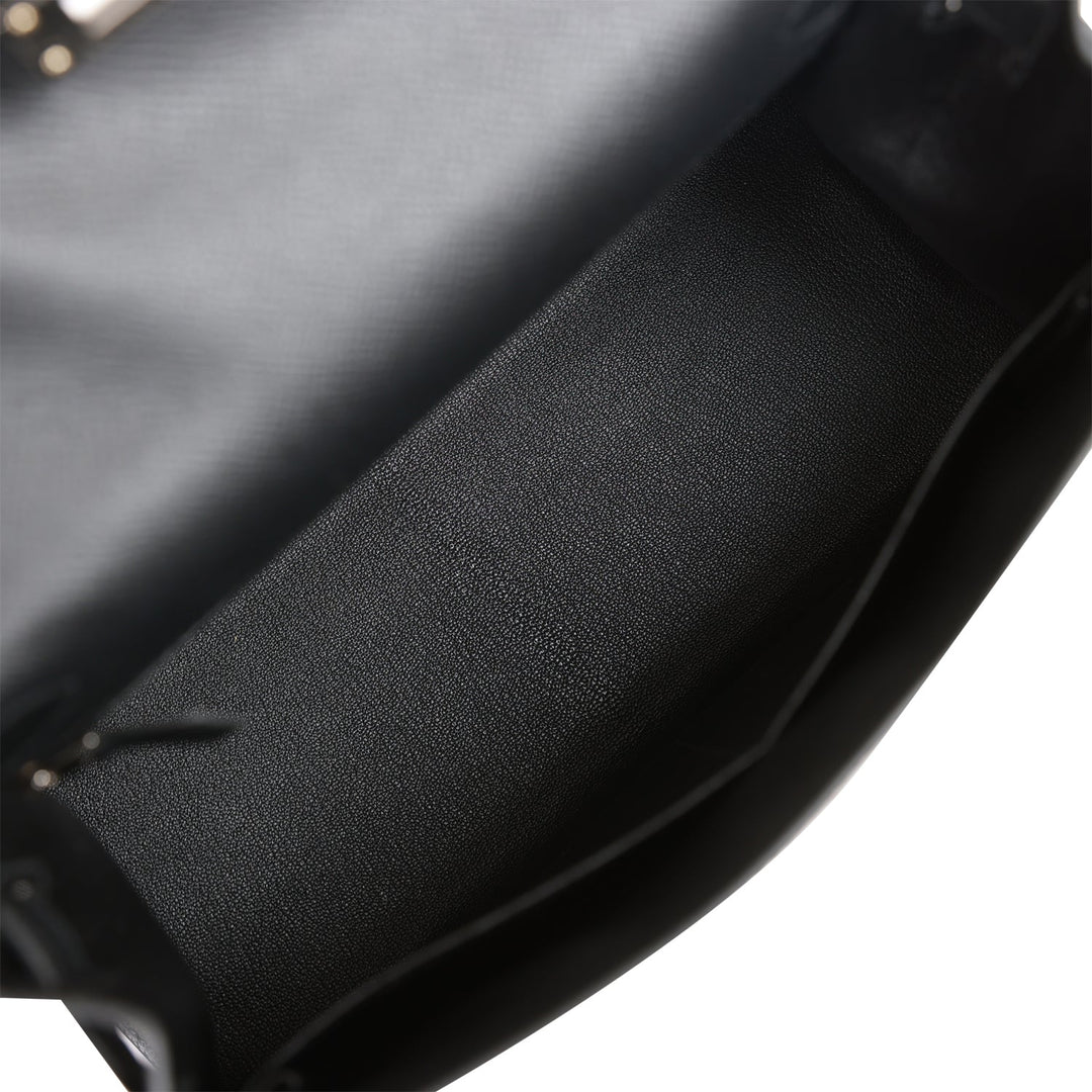 Hermes Kelly 28 Sellier Black Epsom Palladium Hardware