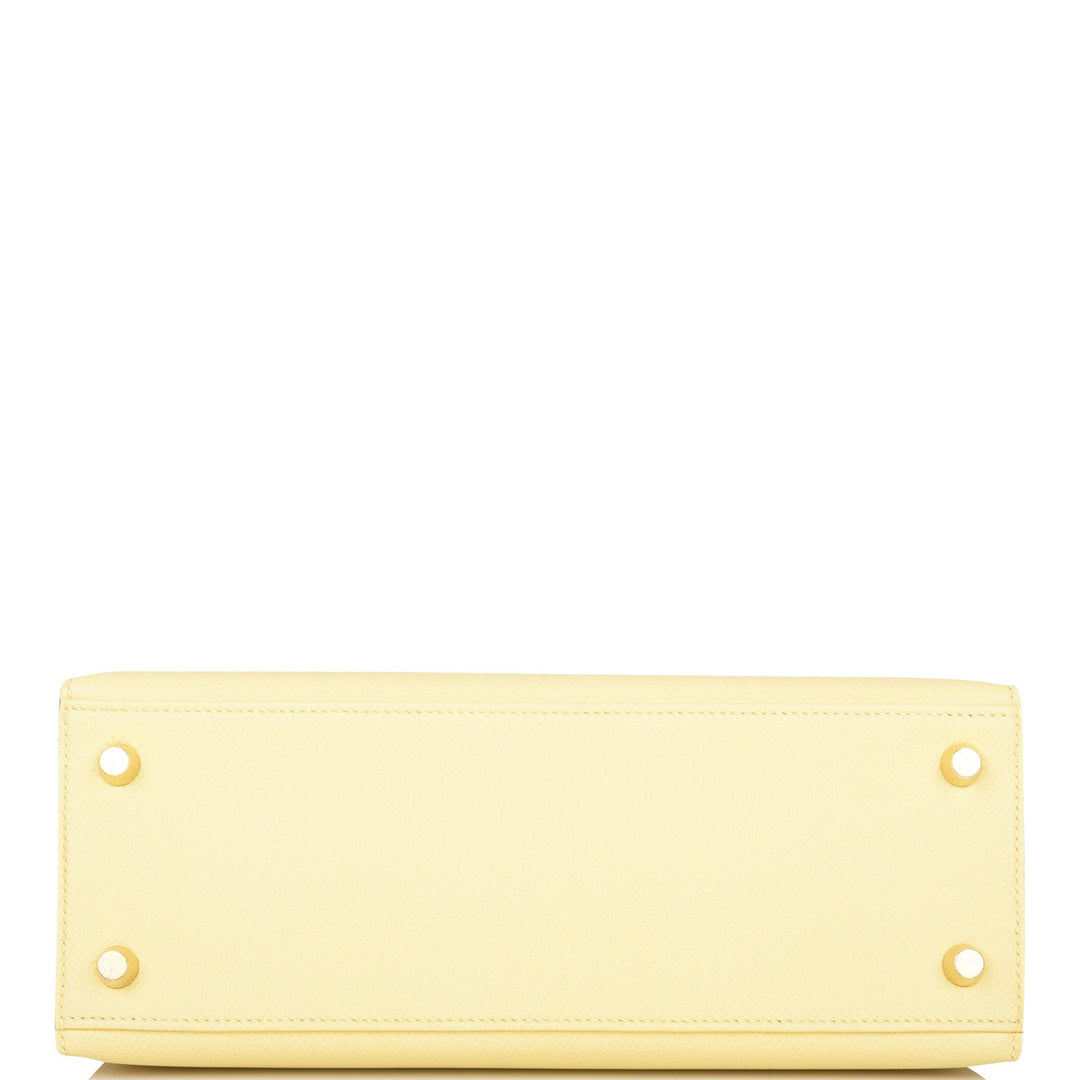 Hermes Kelly 25 Sellier Jaune Poussin Epsom Gold Hardware
