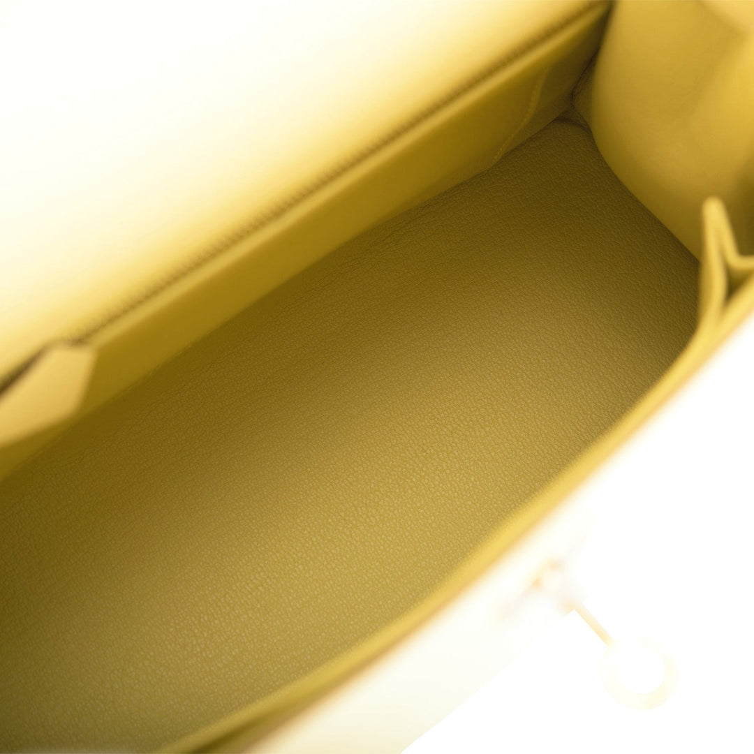 Hermes Kelly 25 Sellier Jaune Poussin Epsom Gold Hardware