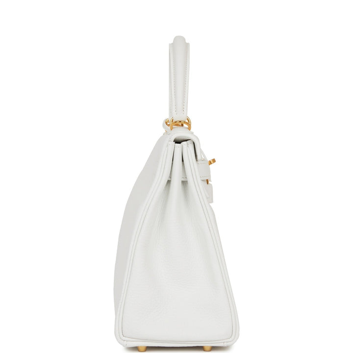 Hermes Kelly 28 Retourne White Clemence Gold Hardware