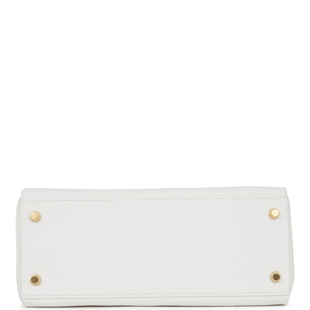 Hermes Kelly 28 Retourne White Clemence Gold Hardware