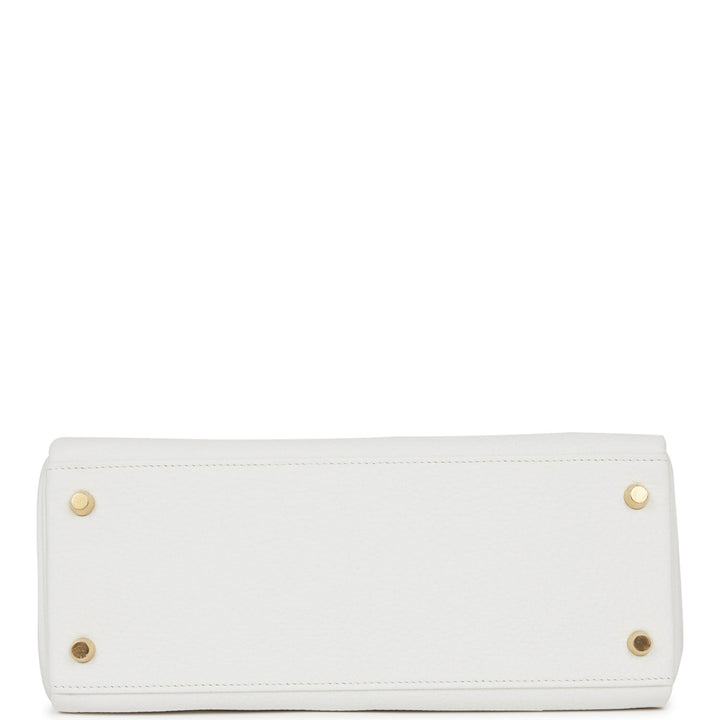 Hermes Kelly 28 Retourne White Clemence Gold Hardware