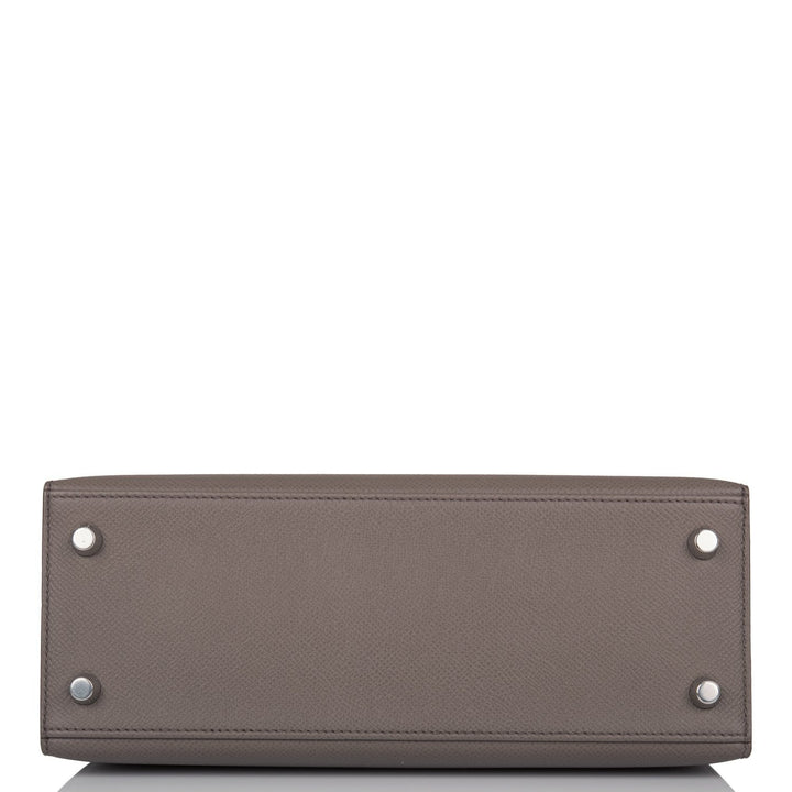 Hermes Kelly 25 Sellier Etain Epsom Palladium Hardware