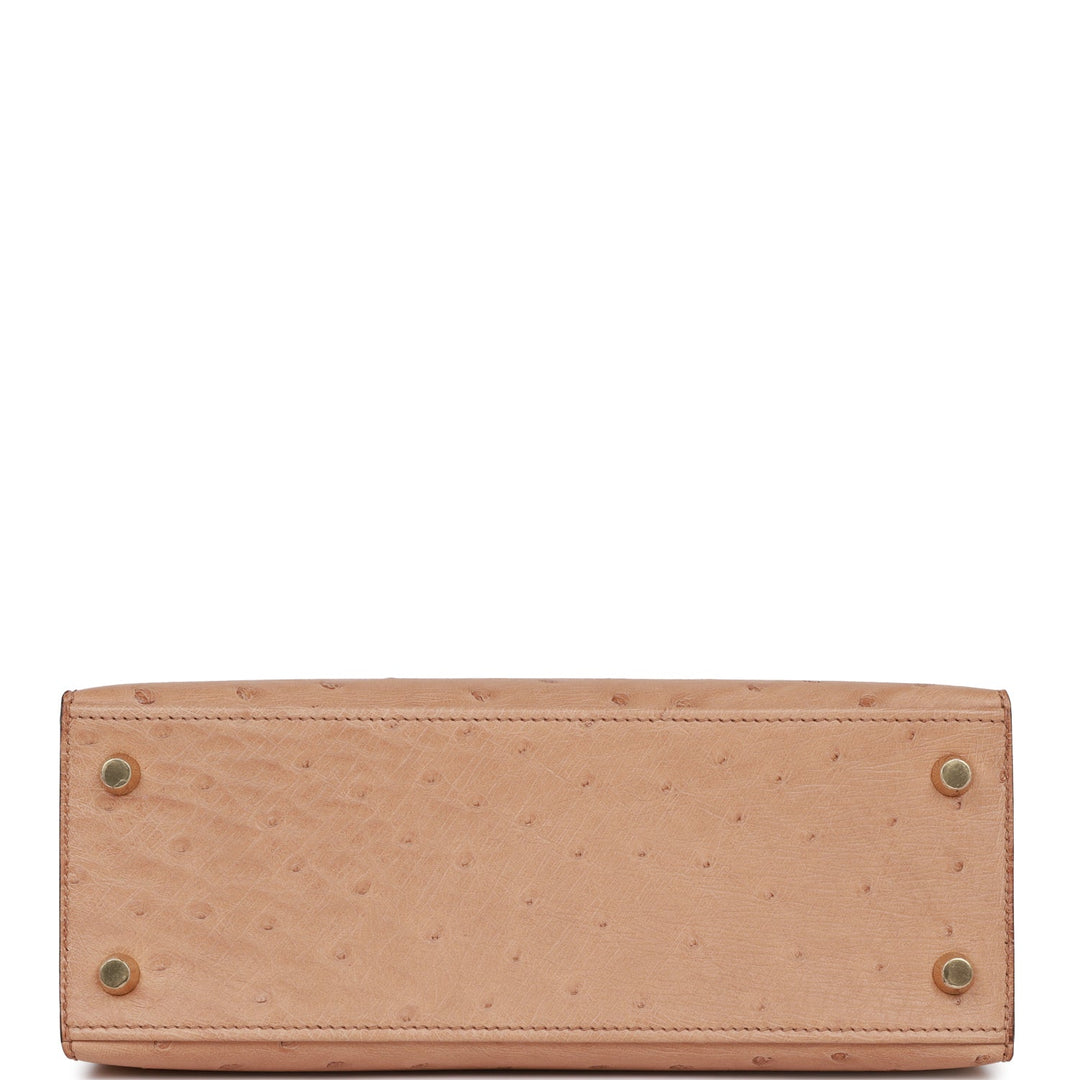 Top quality Hermes Kelly Sellier 25 Chai Ostrich Gold Hardware