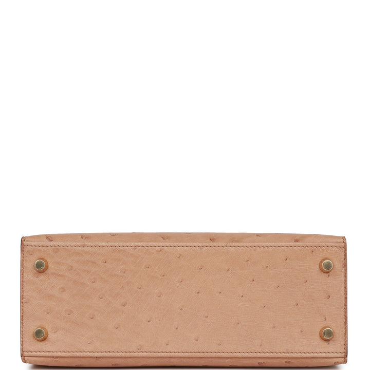 Top quality Hermes Kelly Sellier 25 Chai Ostrich Gold Hardware