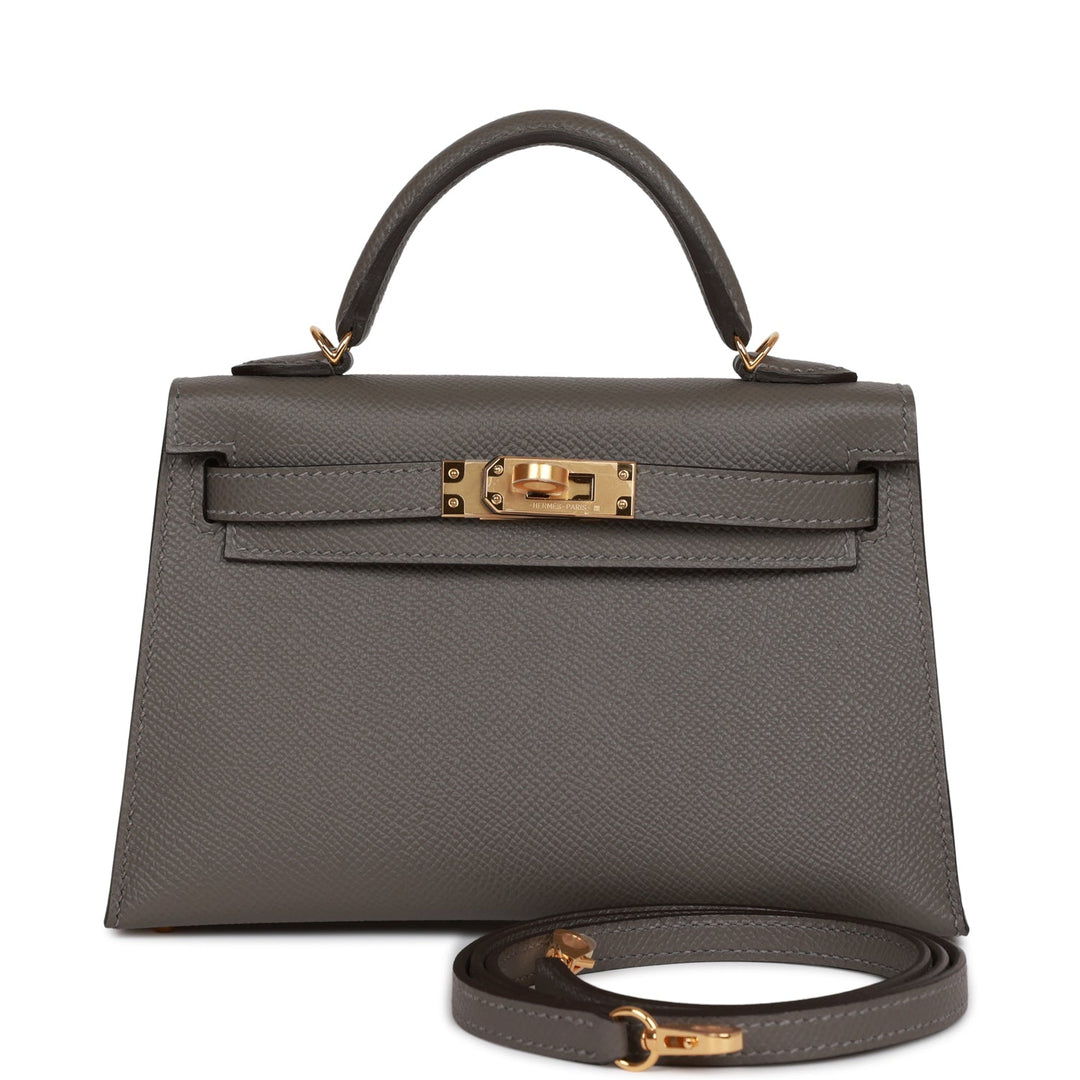 Hermes Kelly 20 Sellier Gris Meyer Epsom Gold Hardware