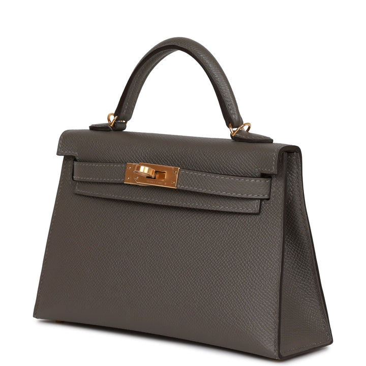 Hermes Kelly 20 Sellier Gris Meyer Epsom Gold Hardware