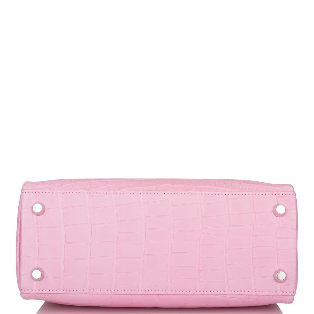 Hermes Kelly 25 Retourne Bubblegum 5P Matte Alligator Palladium Hardware