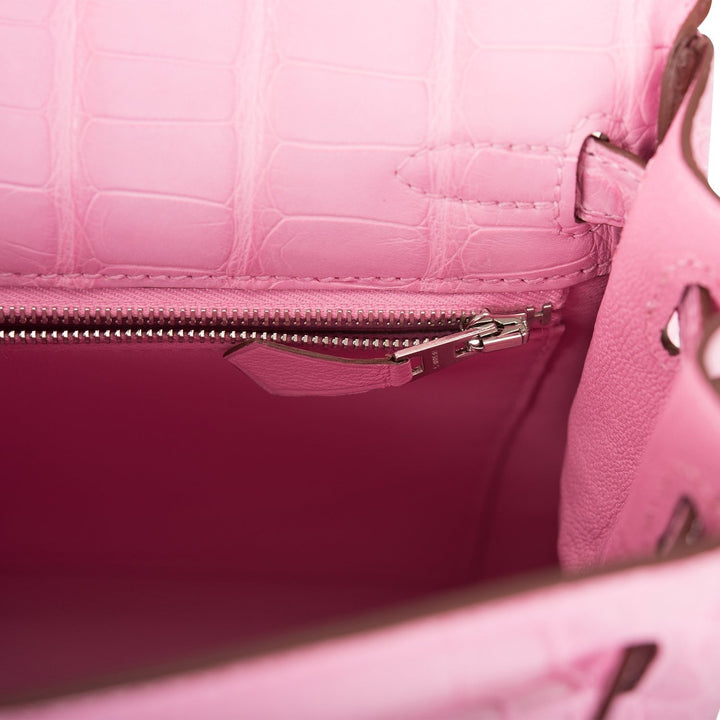 Hermes Kelly 25 Retourne Bubblegum 5P Matte Alligator Palladium Hardware