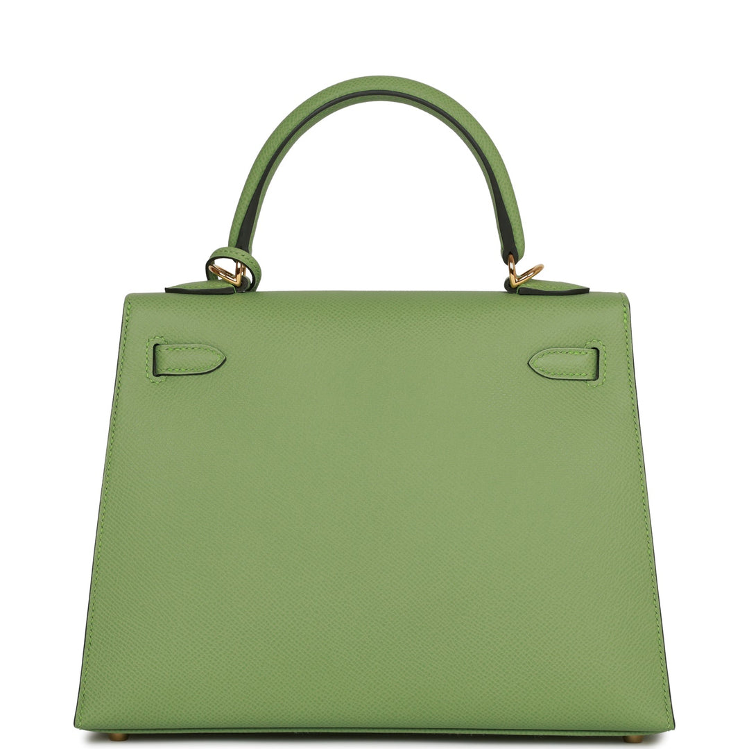 Hermes Kelly 25 Sellier Vert Criquet Epsom Gold Hardware
