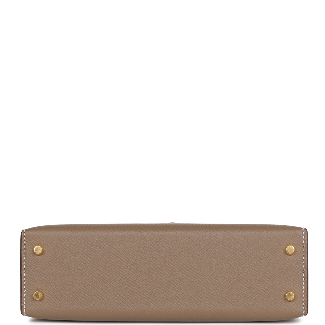 Hermes Kelly 20 Sellier Etoupe Epsom Gold Hardware