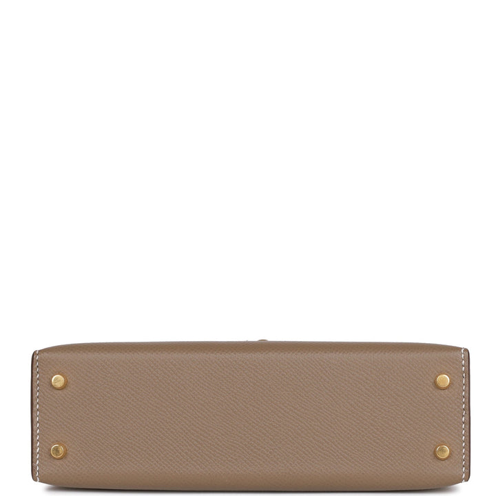 Hermes Kelly 20 Sellier Etoupe Epsom Gold Hardware