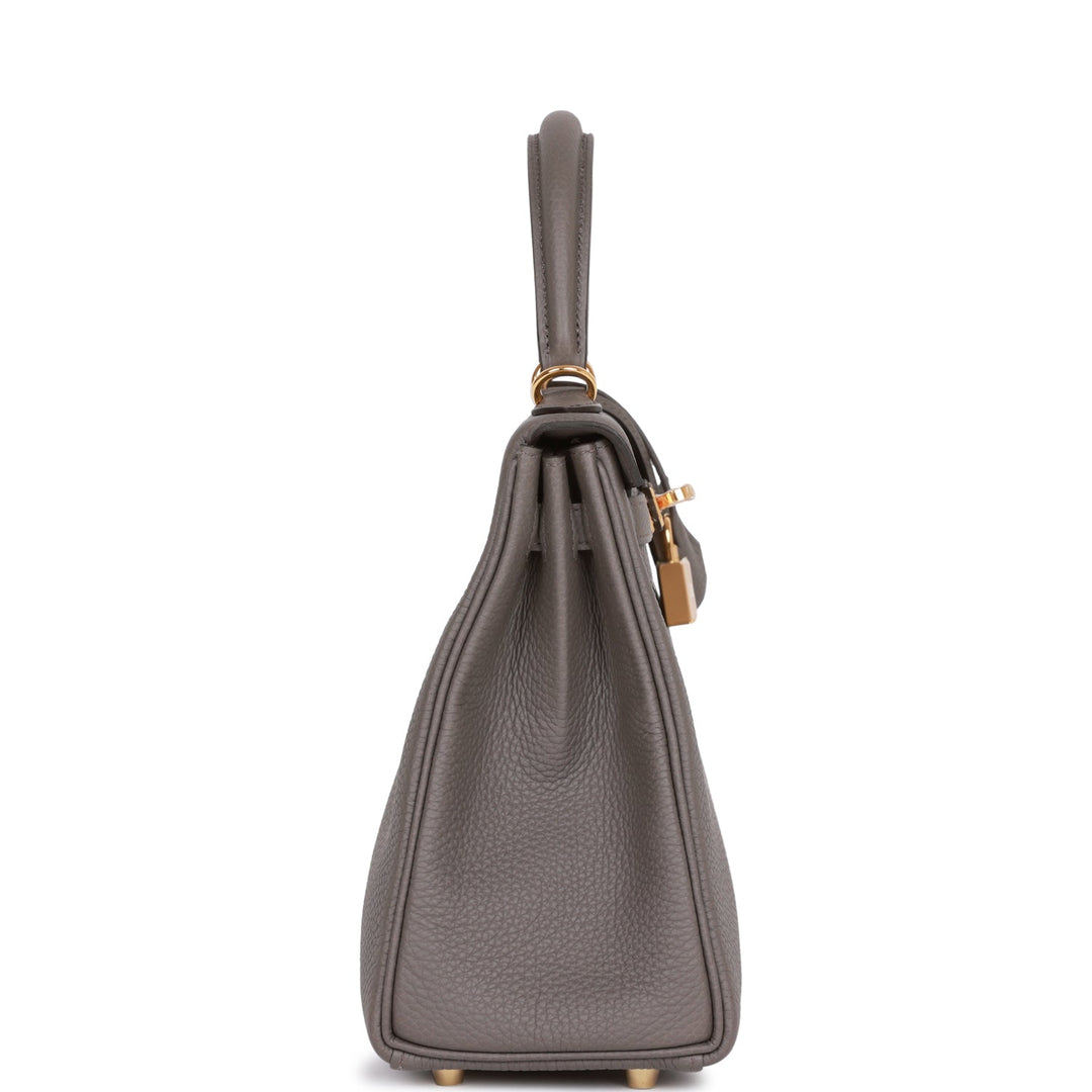 Top quality Hermes Kelly Retourne 25 Etain Togo Gold Hardware