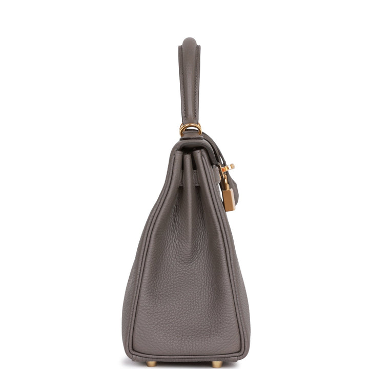 Top quality Hermes Kelly Retourne 25 Etain Togo Gold Hardware