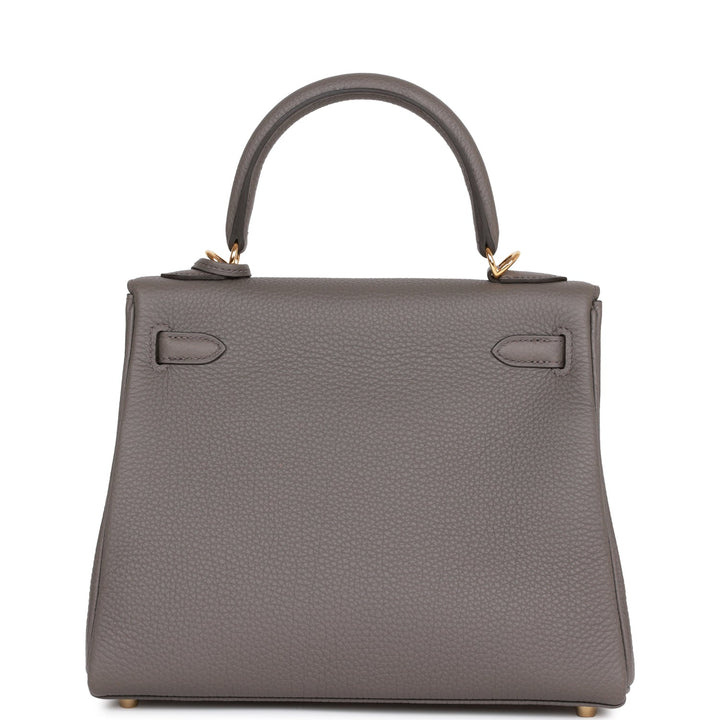 Top quality Hermes Kelly Retourne 25 Etain Togo Gold Hardware