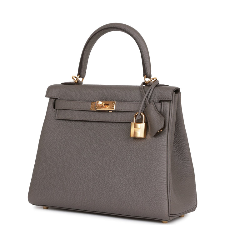 Top quality Hermes Kelly Retourne 25 Etain Togo Gold Hardware