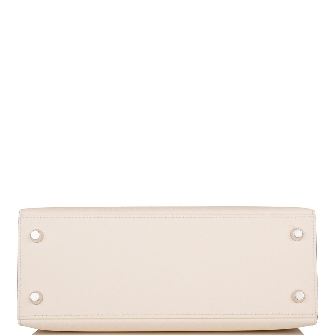 Hermes Kelly 25 Sellier Tri-Color Nata, Jaune Poussin and Sesame Epsom Palladium Hardware