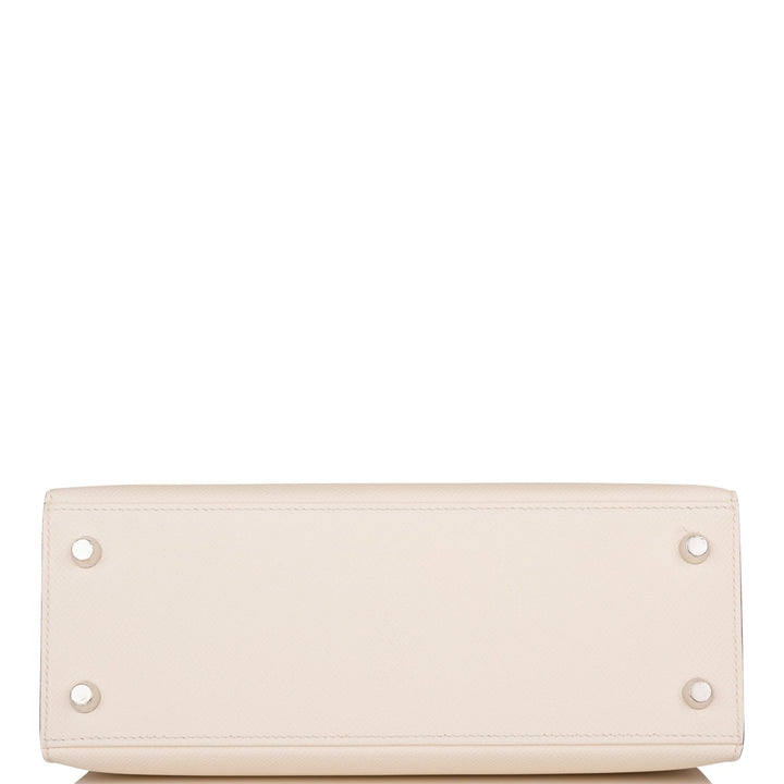 Hermes Kelly 25 Sellier Tri-Color Nata, Jaune Poussin and Sesame Epsom Palladium Hardware