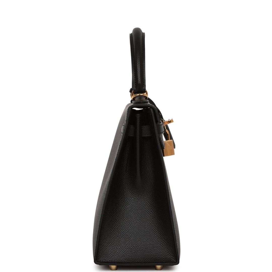 Hermes Kelly 25 Sellier Black Epsom Gold Hardware