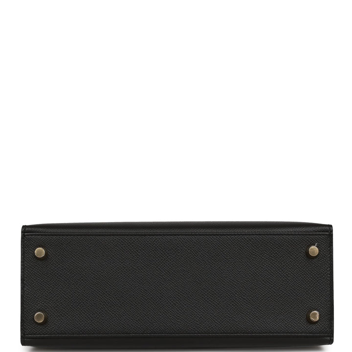 Hermes Kelly 25 Sellier Black Epsom Gold Hardware