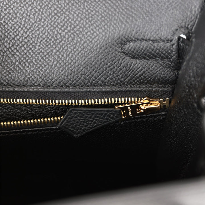 Hermes Kelly 25 Sellier Black Epsom Gold Hardware