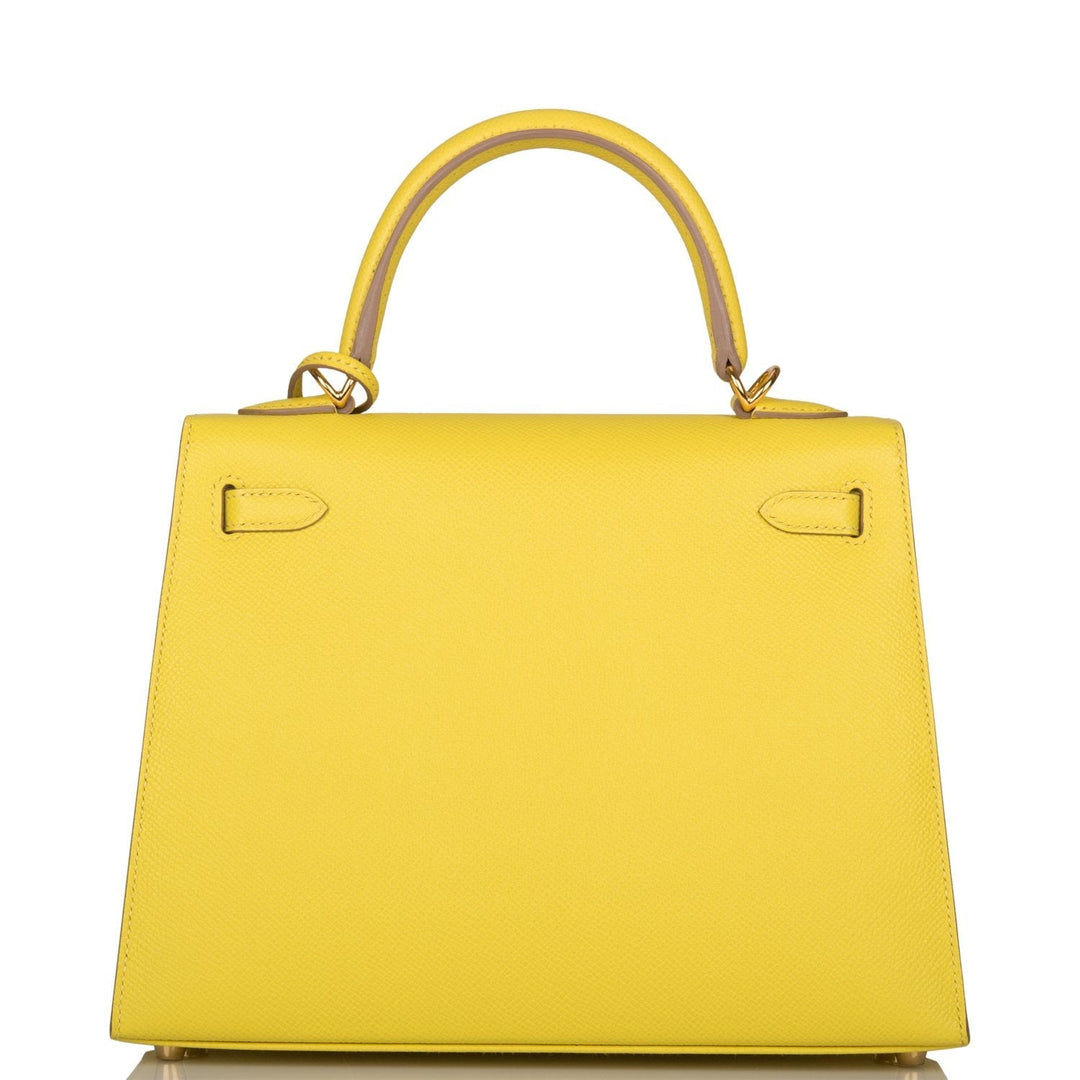 Hermes Kelly 25 Sellier Lime Epsom Gold Hardware