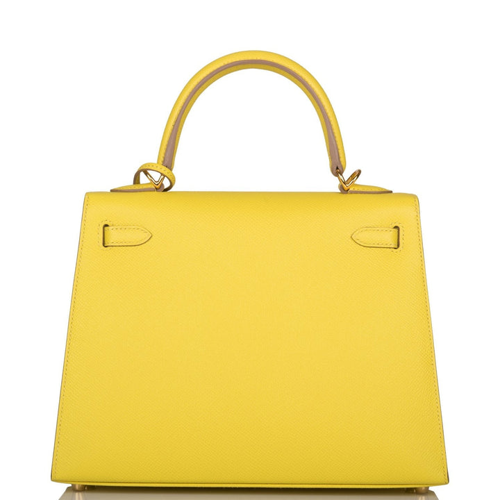 Hermes Kelly 25 Sellier Lime Epsom Gold Hardware
