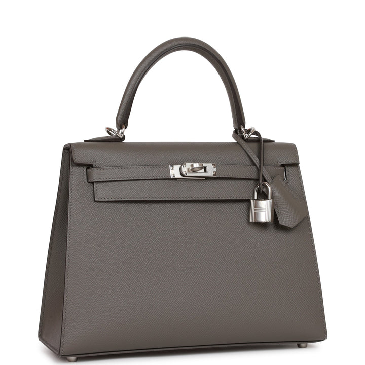Hermes Kelly 25 Sellier Gris Meyer Epsom Palladium Hardware