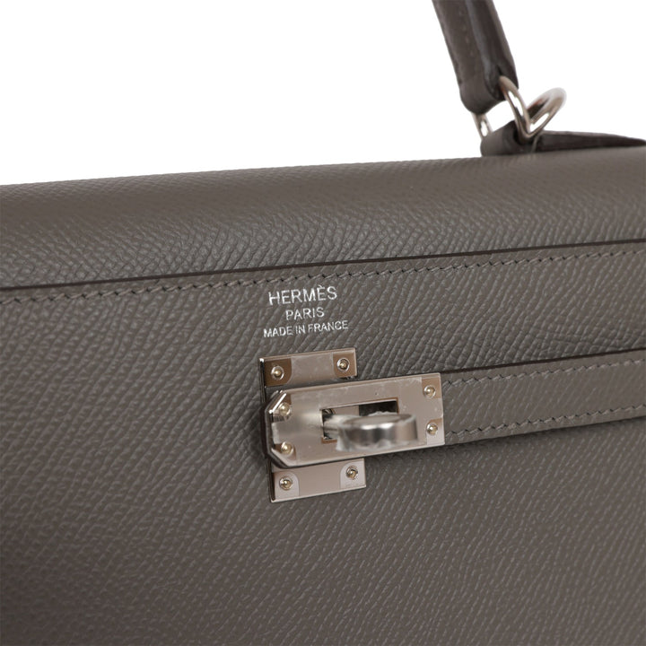 Hermes Kelly 25 Sellier Gris Meyer Epsom Palladium Hardware