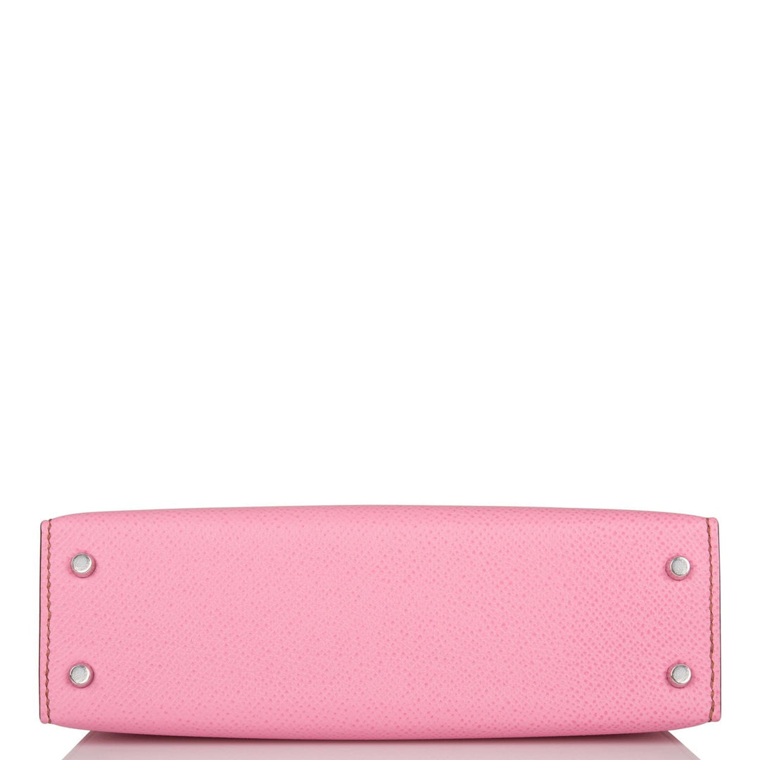 Hermes Kelly 20 Sellier Bubblegum Epsom Palladium Hardware