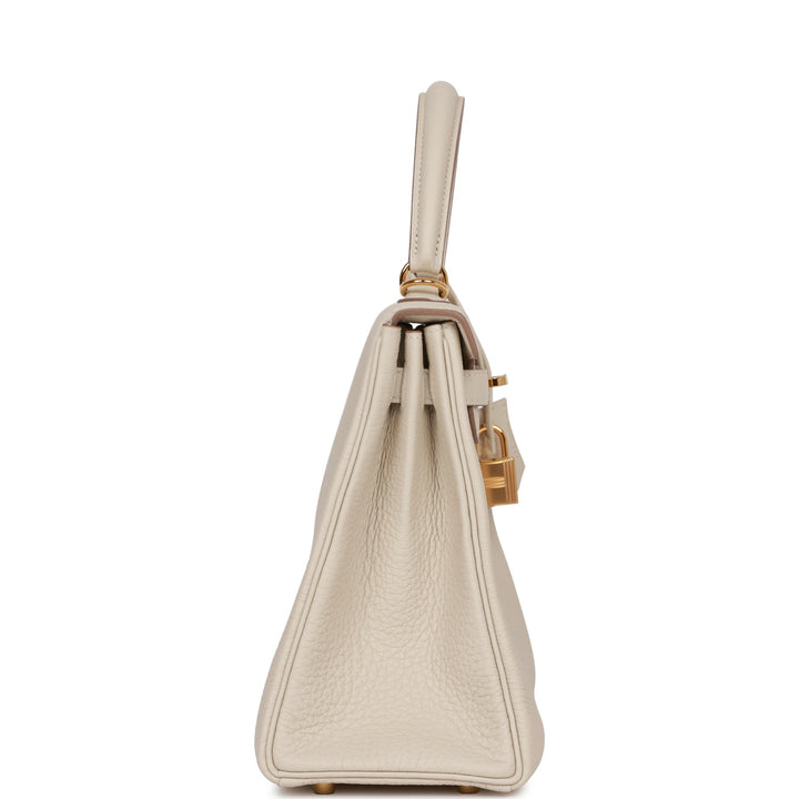 Hermes Kelly 25 Retourne Craie Togo Gold Hardware