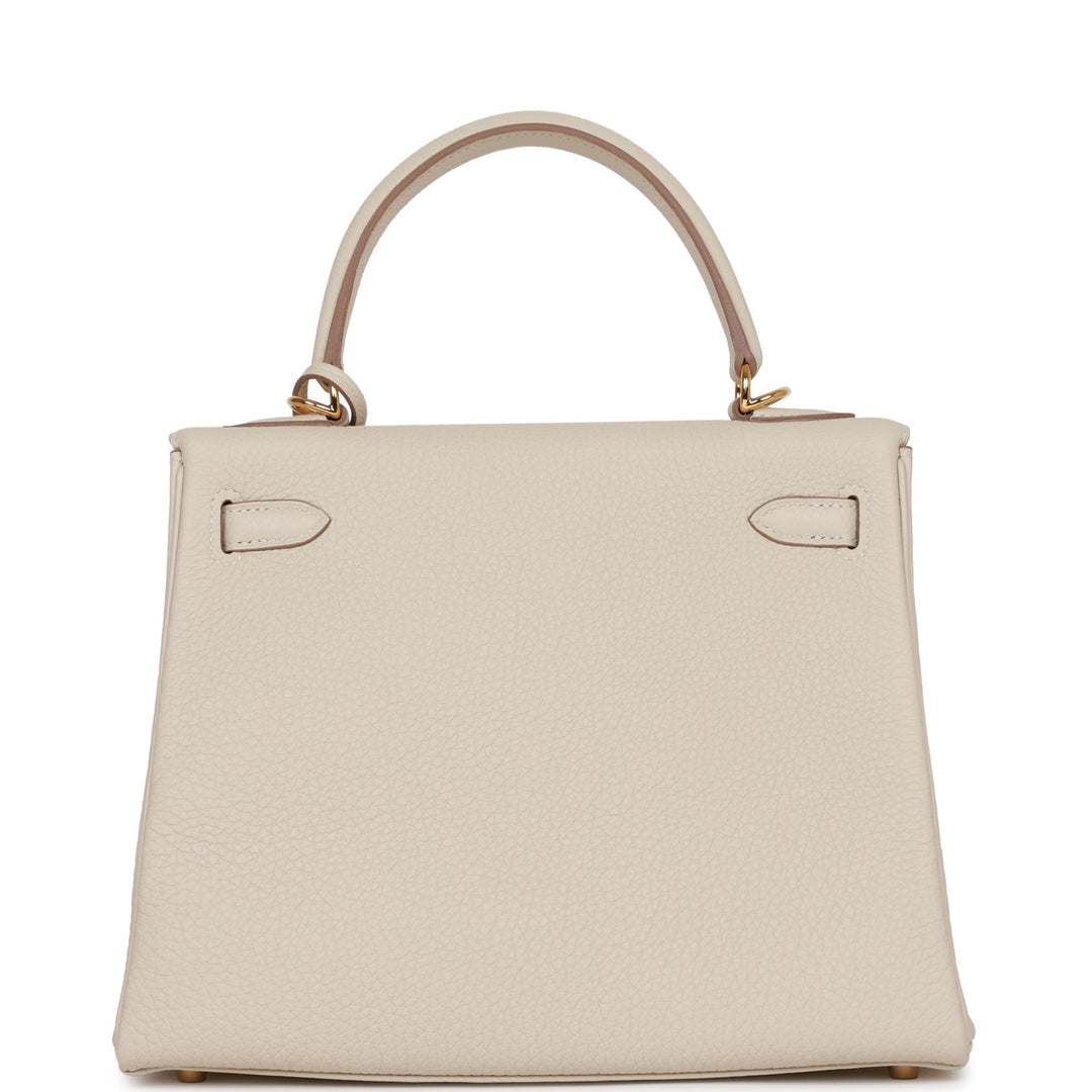 Hermes Kelly 25 Retourne Craie Togo Gold Hardware