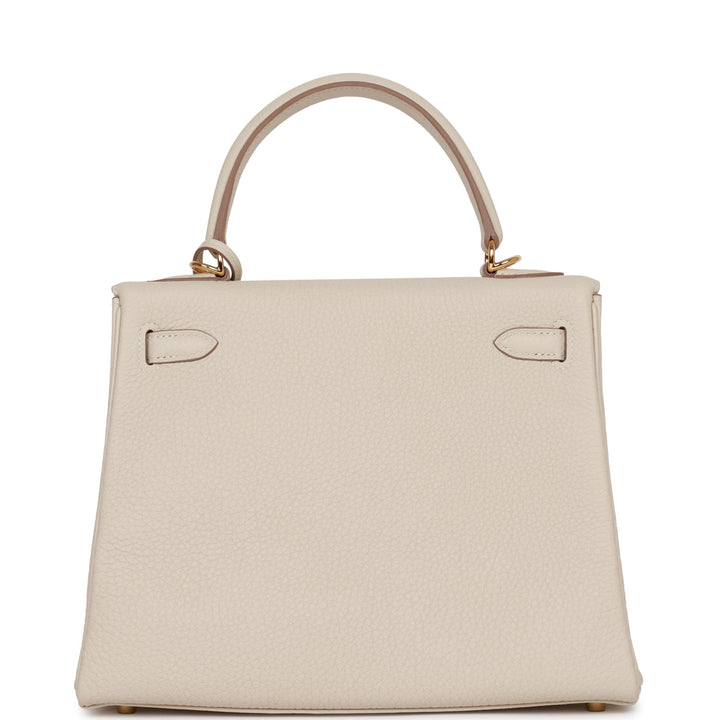 Hermes Kelly 25 Retourne Craie Togo Gold Hardware
