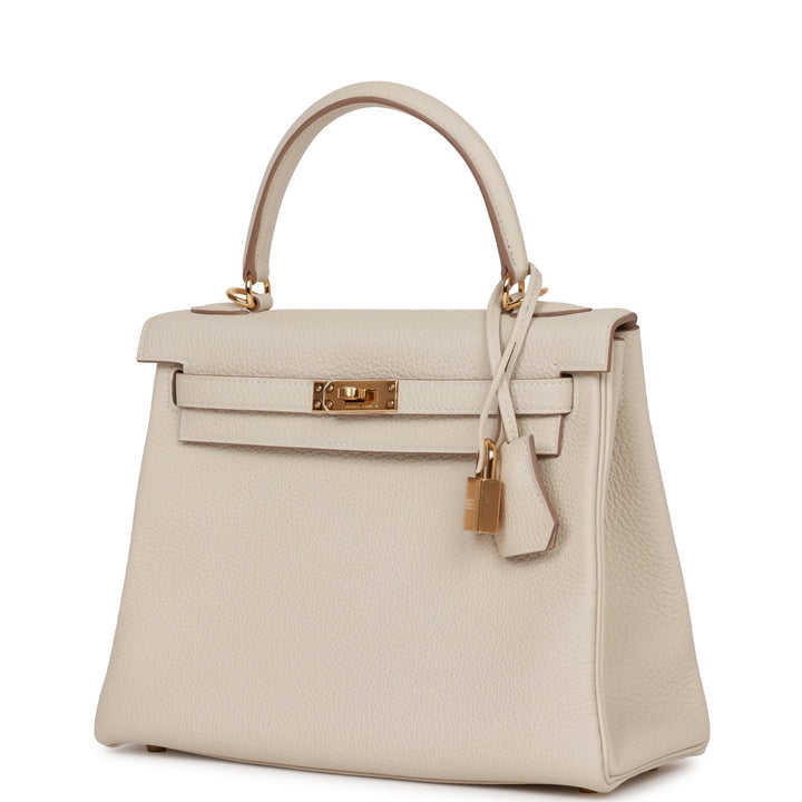 Hermes Kelly 25 Retourne Craie Togo Gold Hardware