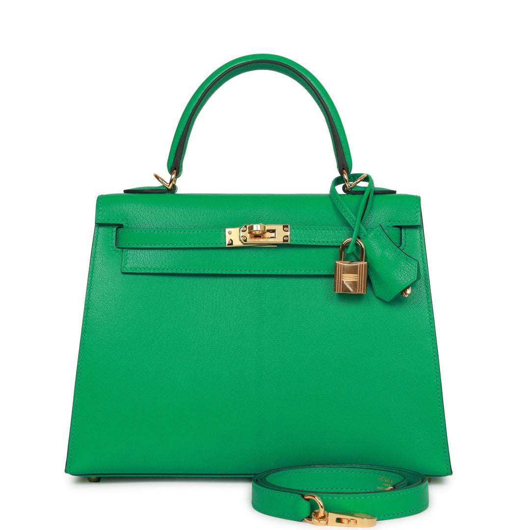 Hermes Kelly 25 Sellier Menthe Chevre Gold Hardware