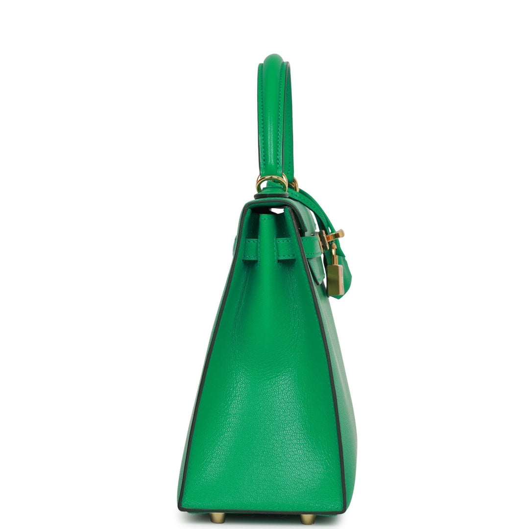 Hermes Kelly 25 Sellier Menthe Chevre Gold Hardware