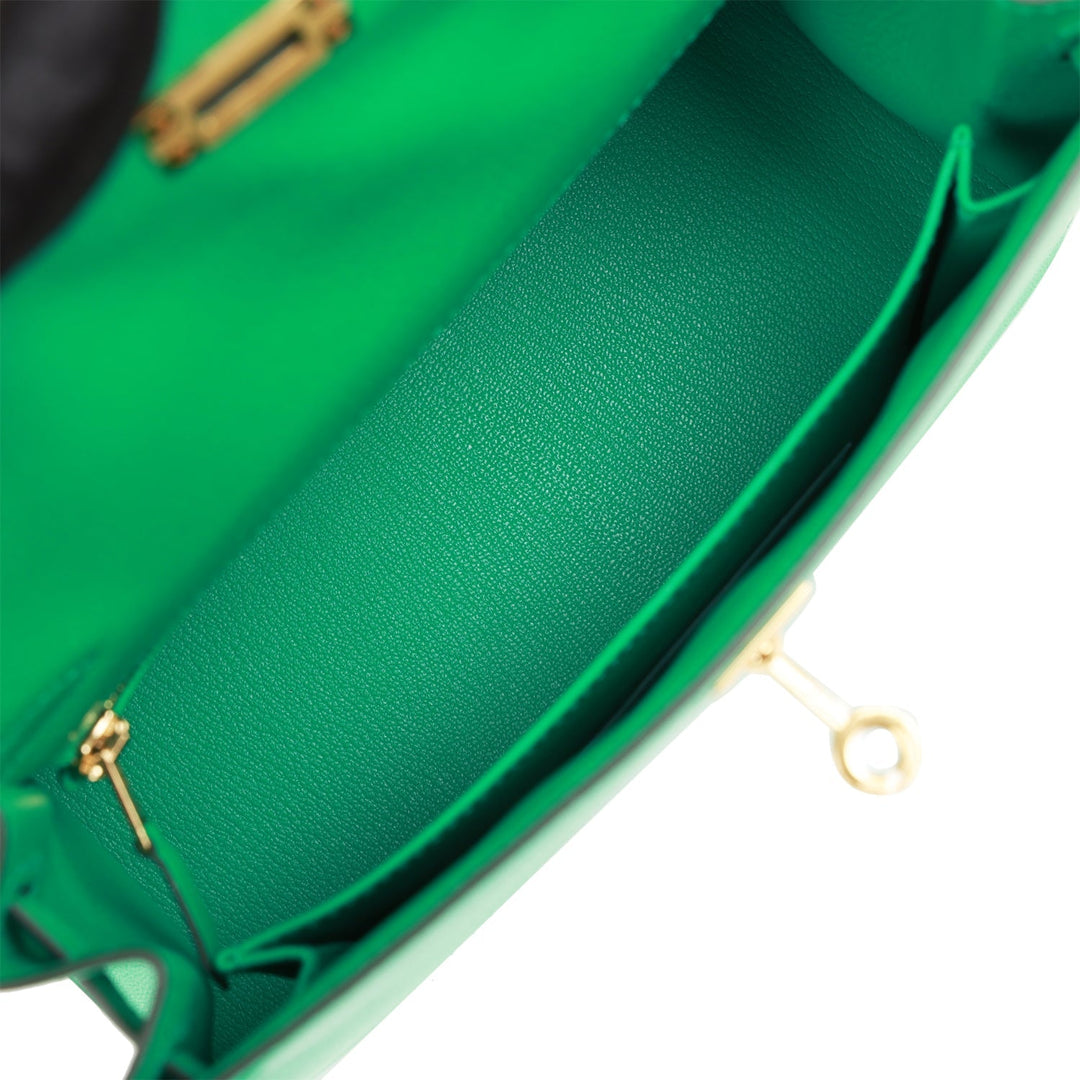 Hermes Kelly 25 Sellier Menthe Chevre Gold Hardware