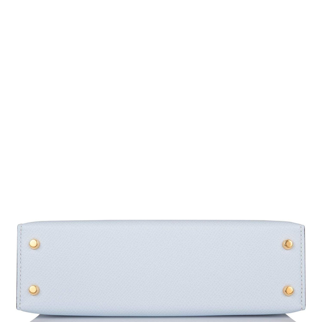 Hermes Kelly 20 Sellier Bleu Brume Epsom Gold Hardware
