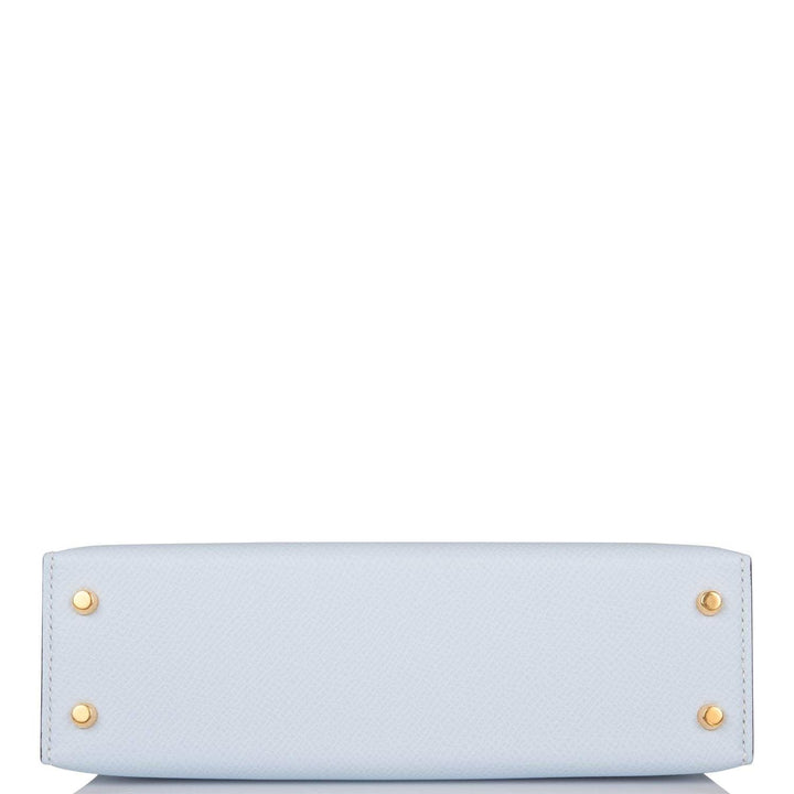 Hermes Kelly 20 Sellier Bleu Brume Epsom Gold Hardware