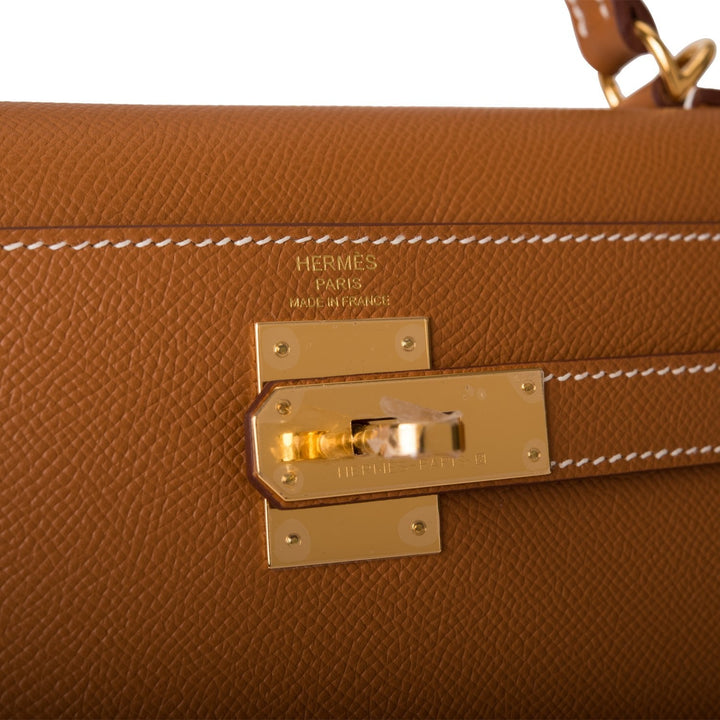 Hermes Kelly 28 Sellier Gold Epsom Gold Hardware