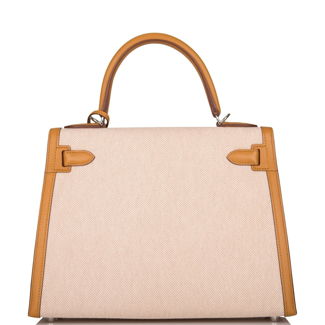 Hermes Kelly 28 Sellier Sesame Toile and Swift Palladium Hardware
