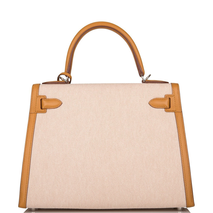 Hermes Kelly 28 Sellier Sesame Toile and Swift Palladium Hardware