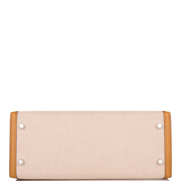 Hermes Kelly 28 Sellier Sesame Toile and Swift Palladium Hardware