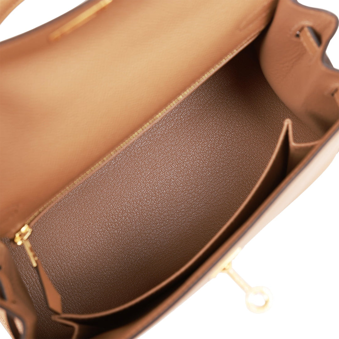 Hermes Kelly 25 Sellier Chai Epsom Gold Hardware
