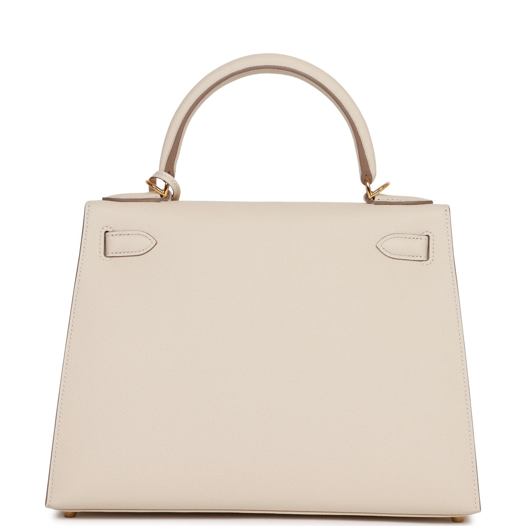 Hermes Kelly 28 Sellier Craie Epsom Gold Hardware